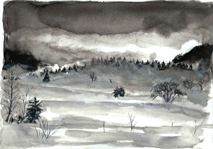 lavis encre de chine et encre blanche